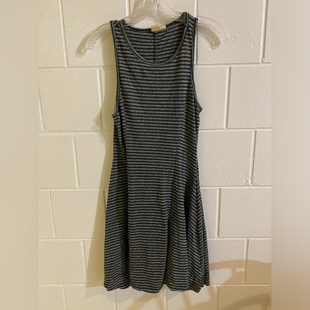 Roxy casual goth emo black and grey striped skater dress